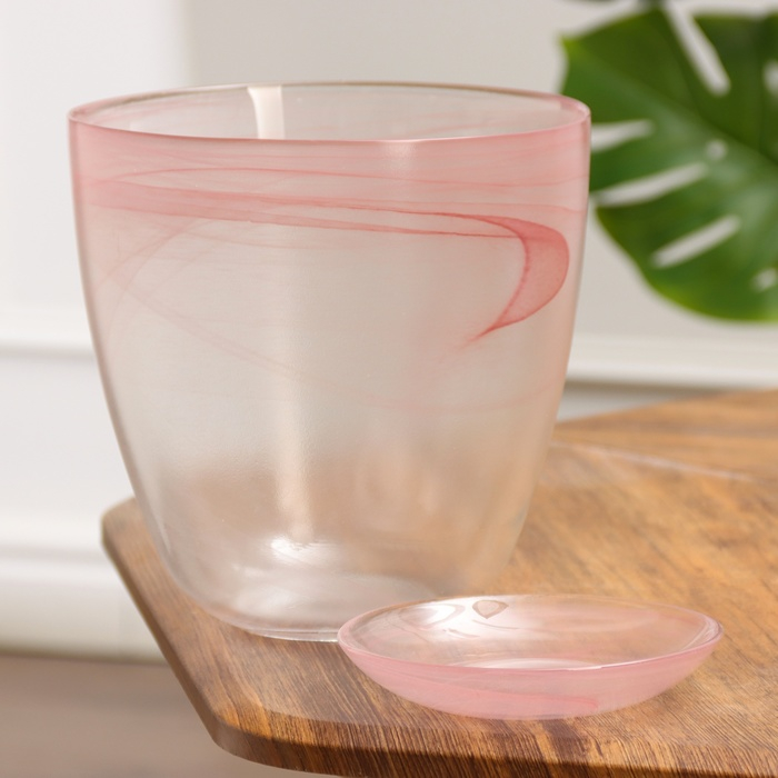 Горшок цветочный с поддоном №5 алебастр розовый 3 л Горшок цветочный с поддоном №5 алебастр розовый 3 л