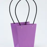 Сумка для цветов тиснение сиреневая влагостойкая, 17&times;17 - 11.5&times;11.5 - 20 см