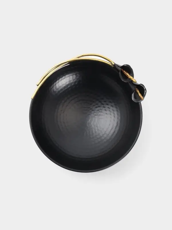 Фруктовница &laquo;Чёрные каллы&raquo;, 21.5&times;23&times;9.5 см, нержавеющая сталь, чёрная с золотом