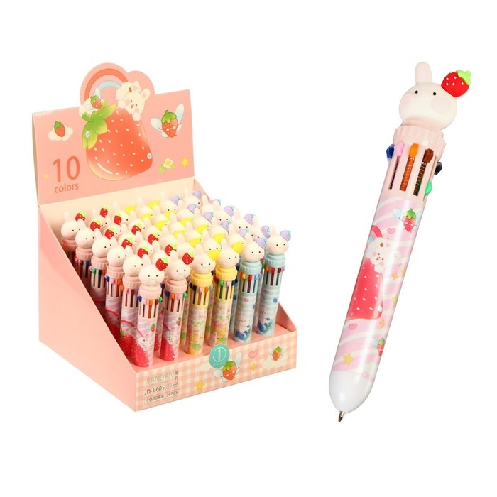 Ручка шариковая Ручка шариковая "Зайчик" 10-цветная, 0.5 мм, МИКС (штрихкод на штуке)