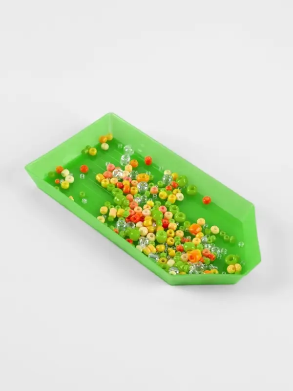 Органайзер-ванночка для бисера и страз, 4.8&times;9 см, 4 шт. на подставке, зелёный, прозрачный