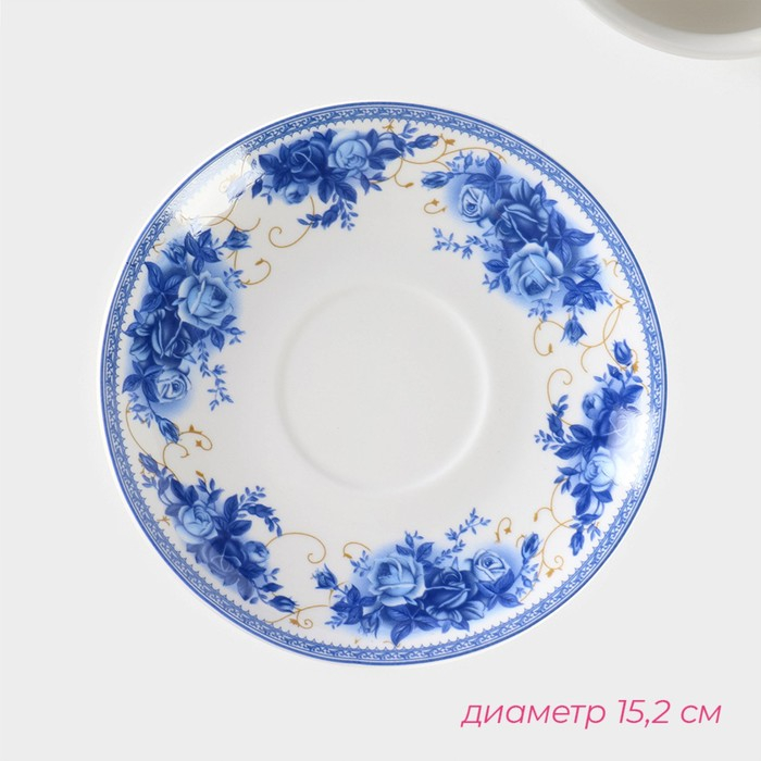 Чайная пара Доляна «Аззурро», 2 предмета: чашка 240 мл, блюдце d=15,2 см, цвет белый Чайная пара Доляна «Аззурро», 2 предмета: чашка 240 мл, блюдце d=15,2 см, цвет белый