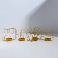Подсвечник металлический на 4 свечи TAKE IT EASY, Home, 13.5&times;42 см, золото