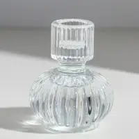 Подсвечник стекло на 1 свечу двусторон "Кластер" прозрачный d=2,5 см и 4 см 7,5х7,5х8,5 см   1097361