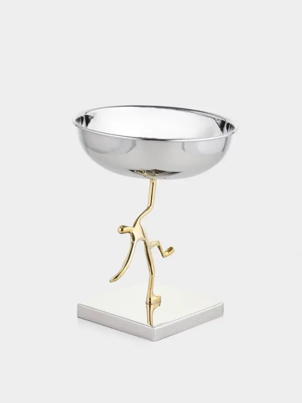 Блюдо сервировочное на подставке &laquo;Человек&raquo;, d=18 см, нержавеющая сталь, латунь