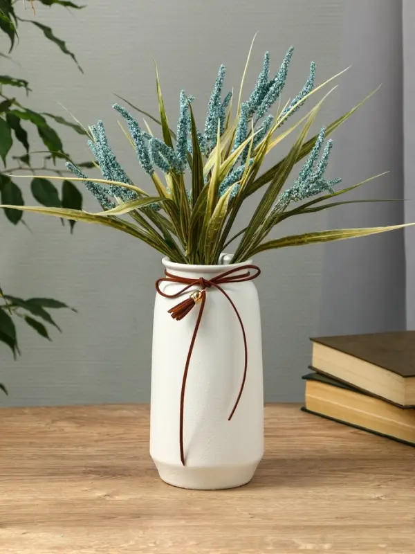 Ваза керамика настольная Ваза керамика настольная "Шерон" классика шнур, 20х9,5х8 см, белый