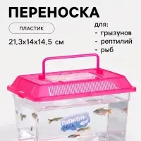 Переноска прямоугольная, 21.3&times;14&times;14.5 см, розовая