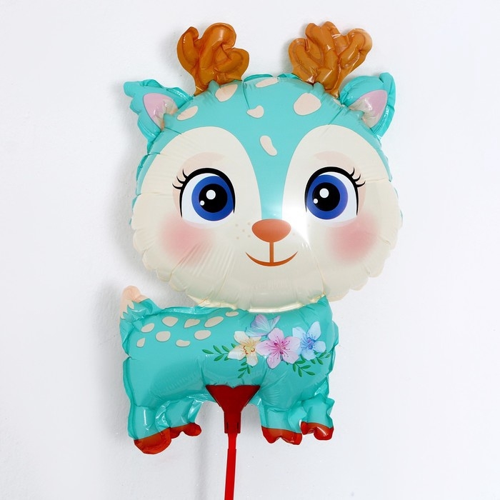 Воздушные шары фольгированные 15 Воздушные шары фольгированные 15" «Оленёнок», 5 шт., с палочкой