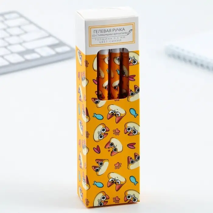 Ручка пиши-стирай, синяя паста, гелевая, 0.5 мм с колпачком «Кот» Ручка пиши-стирай, синяя паста, гелевая, 0.5 мм с колпачком «Кот»