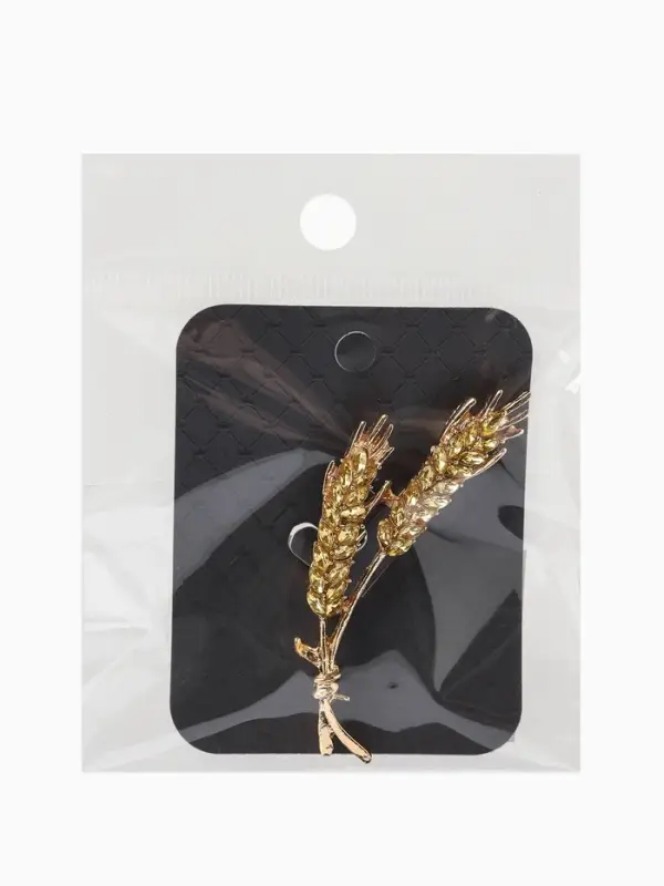 Брошь &laquo;Колосья&raquo; пшеницы, цвет жёлтый в золоте