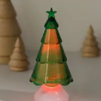 Фигурка светящаяся RISALUX «Ёлочка со звездой» LED RGB, 3хAG10, зелёный 5,5х5,5х11,5 см