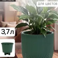 Кашпо для цветов &laquo;Рамона&raquo;, 3.7 л, d=22 см, h=20 см, пластиковое, со вставкой, нефрит