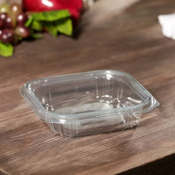 Контейнер одноразовый с неразъёмной крышкой КР-СК, пластик, 250 мл, 13.7×13.7×3.5 см, прозрачный