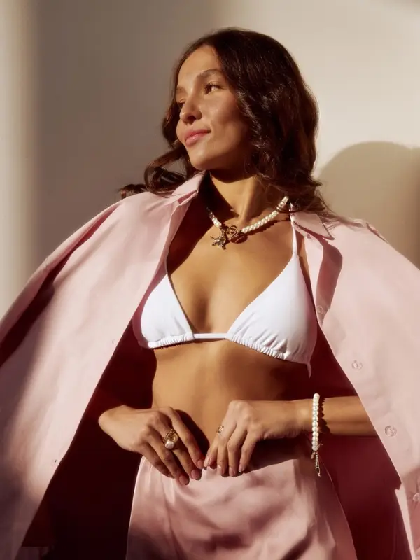 Набор 2 предмета: бусы. браслет &laquo;Жемчуг. Ракушка&raquo;, L=18/42 см, №8, белый в золоте