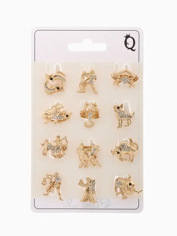 Брошь &laquo;Знаки зодиака&raquo;, ассорти, гороскоп, белая в золоте