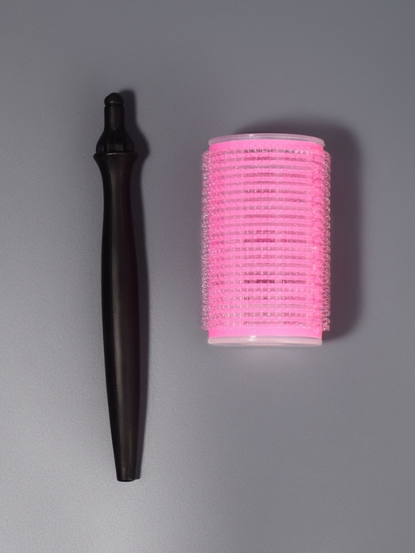 Бигуди-липучка с насадкой d4см (наб 3 шт цена за наб) розовый пакет QF