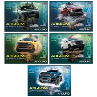 Альбом для рисования А4,40л,скрепка,COOL CARS,5диз,077650