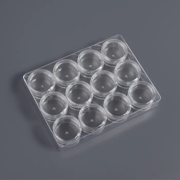 Органайзер для хранения мелочей, 12 баночек, 12&times;9&times;2 см, d=2.8&times;1.5 см, 2 мл, прозрачный