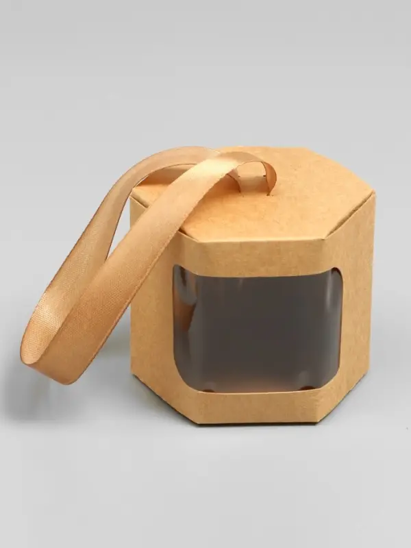 Коробка подарочная шестигранная, с окном, крафт, 12,5 х 7 х 7 см Коробка подарочная шестигранная, с окном, крафт, 12,5 х 7 х 7 см