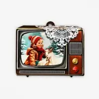 Елочная игрушка деревянная &laquo;Телевизор&raquo;, 86&times;70 мм