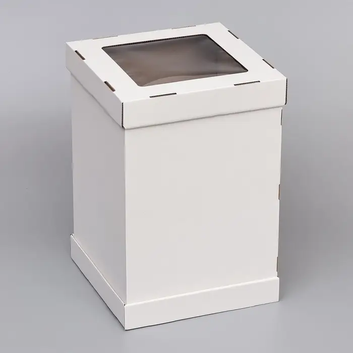 Коробка под торт, с ПВХ окном, белая, 30&times;30&times;45 см