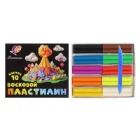 Пластилин мягкий (восковой) 10 цветов, &laquo;Фантазия&raquo; (классический + флуоресцентный), стек, 150 г, МИКС
