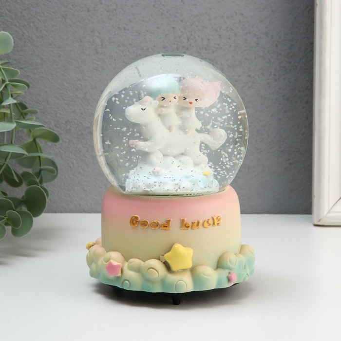 Сувенир полистоун водяной шар музыка и крутится Сувенир полистоун водяной шар музыка и крутится "Малыши в облаках" МИКС 10,5х10,5х15,5 см