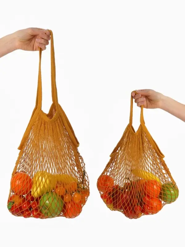 Набор 2 шт.: сумка-авоська плетёная, клетка 1.5 см, рыжая