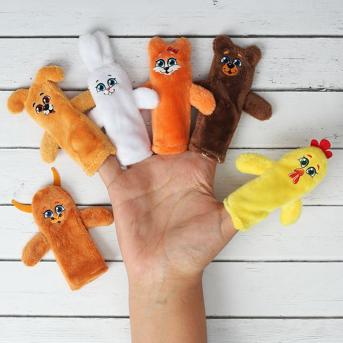 Пальчиковый театр «Заяц и лисичка», набор: 6 персонажей, сценарий Пальчиковый театр «Заяц и лисичка», набор: 6 персонажей, сценарий