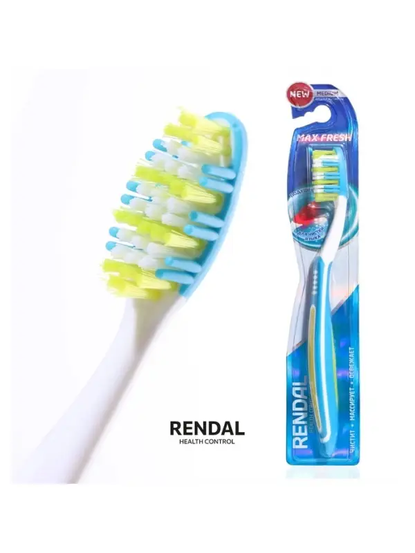Зубная щётка Rendall 3 effect, средней жесткости, микс, 1 шт.