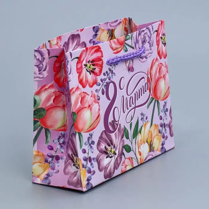Пакет подарочный ламинированный, упаковка, «8 марта», S 12 х 15 х 5.5 см