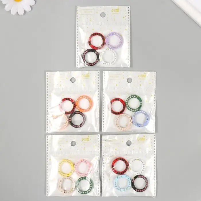 Карабин металл, пластик "Кольцо со стразами" МИКС 2,5х2,5 см