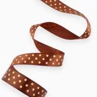 Лента атласная с тиснением &laquo;Горох&raquo;, 25 мм, 23&plusmn;1 м, коричневая №32