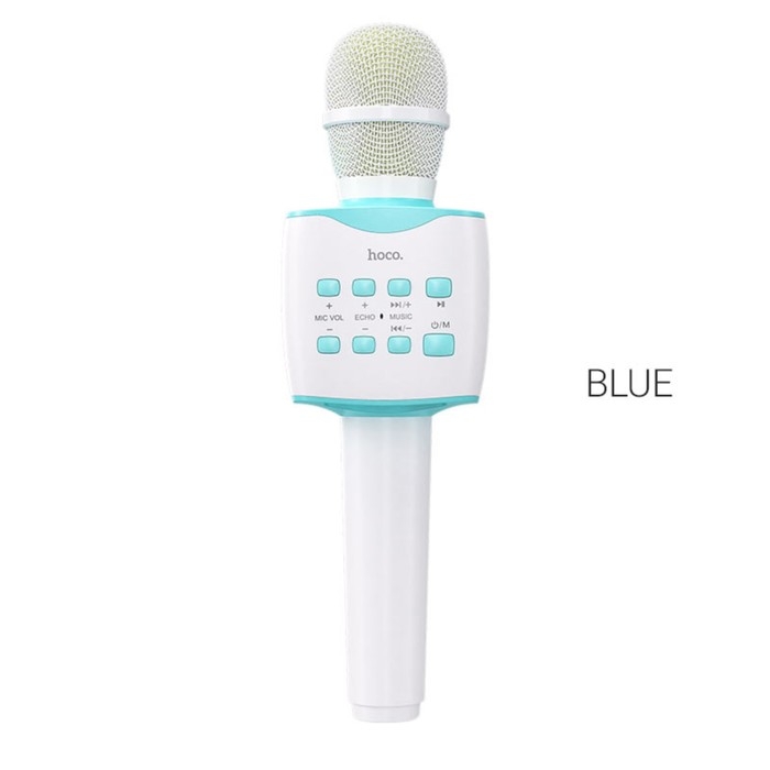 Микрофон для караоке Hoco BK5, 5 Вт, 1200 мАч, BT5.0, microSD, USB, коррекция голоса, синий   960393 Микрофон для караоке Hoco BK5, 5 Вт, 1200 мАч, BT5.0, microSD, USB, коррекция голоса, синий   960393