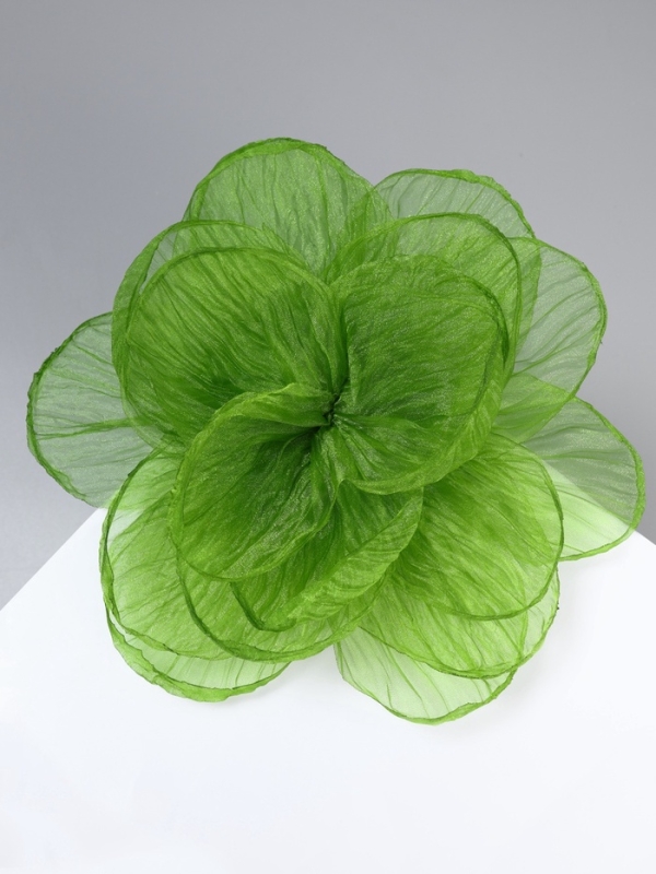 Брошь текстильная «Цветок» объемный, невесомый,цвет зелёный Брошь текстильная «Цветок» объемный, невесомый,цвет зелёный