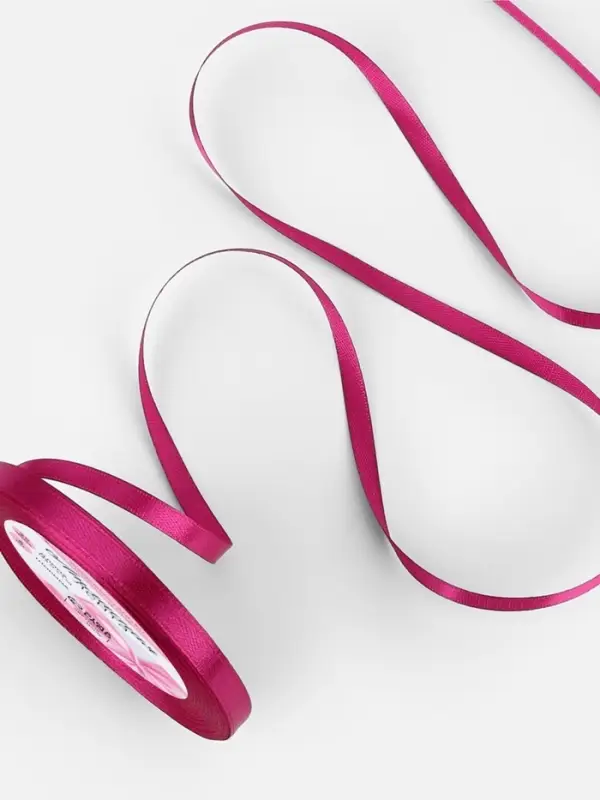 Лента атласная, 6 мм, 23±1 м, ярко-розовая №27 Лента атласная, 6 мм, 23±1 м, ярко-розовая №27