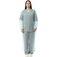 Халат н/с , на завязк, рук.рез, дл.110см, XL, пл 20, голуб, 10 шт/уп