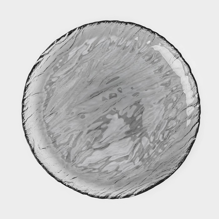 Тарелка стеклянная десертная «Вулкан», d=19 см, цвет графит Тарелка стеклянная десертная «Вулкан», d=19 см, цвет графит