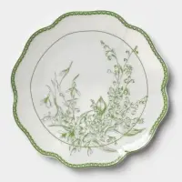 Тарелка десертная WY Bloomware. d=20 см, фарфор, белая, зелёная