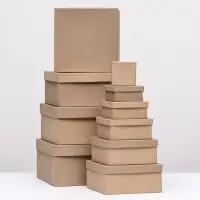 Набор коробок квадратных 10 в 1 крафт,24.5&times;24.5&times;11.5 - 6.5&times;6.5&times;4 см,