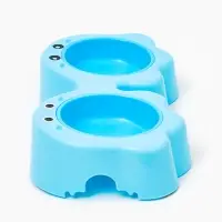 Миска двойная &laquo;Приведение&raquo;, 2&times;160 мл, пластик, голубая