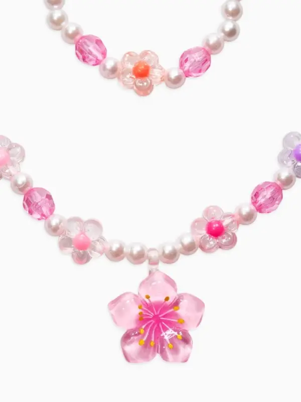 Набор детский &laquo;Выбражулька. Цветок и жемчуг&raquo;, 2 предмета: бусы, браслет, разноцветный