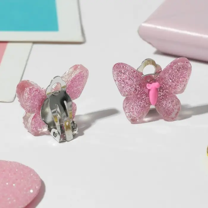 Серьги клипсы детские Выбражулька «Блестящая бабочка», миксы Серьги клипсы детские Выбражулька «Блестящая бабочка», миксы