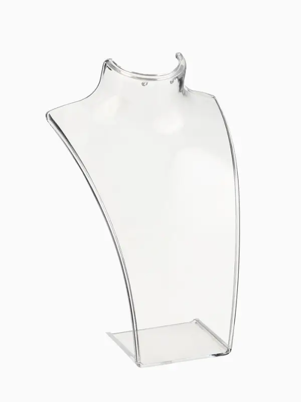 Бюст для украшений с отверстиями для серёжек QF, 13.5&times;10.5&times;20 см, h=20 см, прозрачный, глянцевый