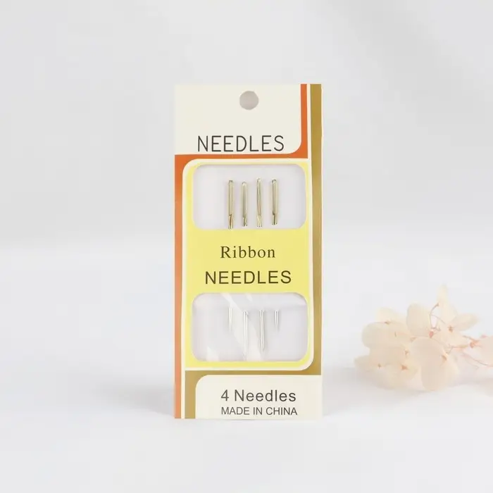 Иглы для вышивания лентой, d=1.07 мм, 4.4-4.9 см, с золотым ушком, 4 шт. Иглы для вышивания лентой, d=1.07 мм, 4.4-4.9 см, с золотым ушком, 4 шт.
