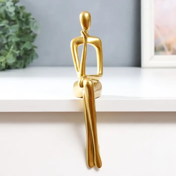 Сувенир полистоун "Девушка в раздумьях" золото 23х5х9 см Сувенир полистоун "Девушка в раздумьях" золото 23х5х9 см