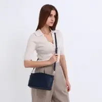 Сумка женская кросс-боди на молнии, 23&times;9&times;15 см, тёмно-синяя