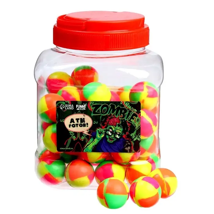 Мяч каучуковый, попрыгунчик «Зомби», в банке, 50 шт Мяч каучуковый, попрыгунчик «Зомби», в банке, 50 шт