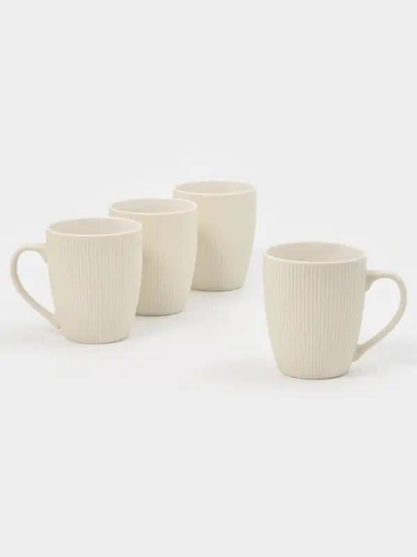 Набор кружек 4 шт  "Линии"  размер 12х9х10 см, цвет молочный