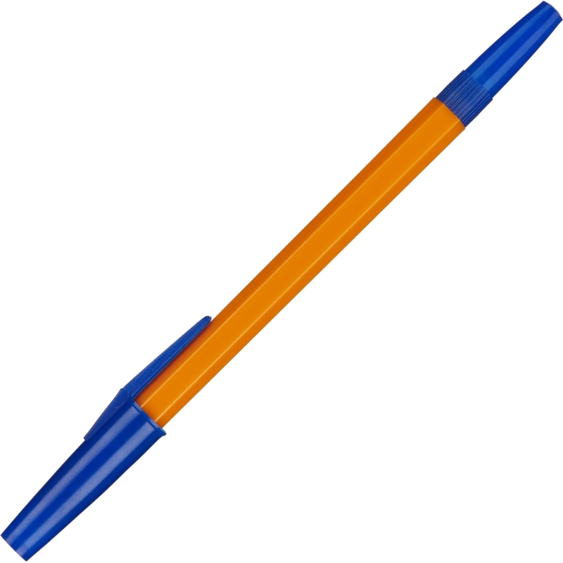 Ручка шариковая неавтомат. Школьник, цв чернил синий 1мм, оранж корп